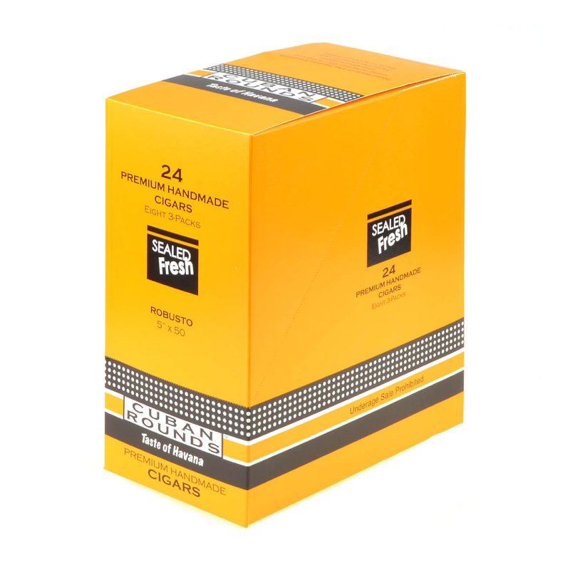 CUBAN ROUNDS ROBUSTO NAT SEALED FRESH (5X50) (8 PACK OF 3)