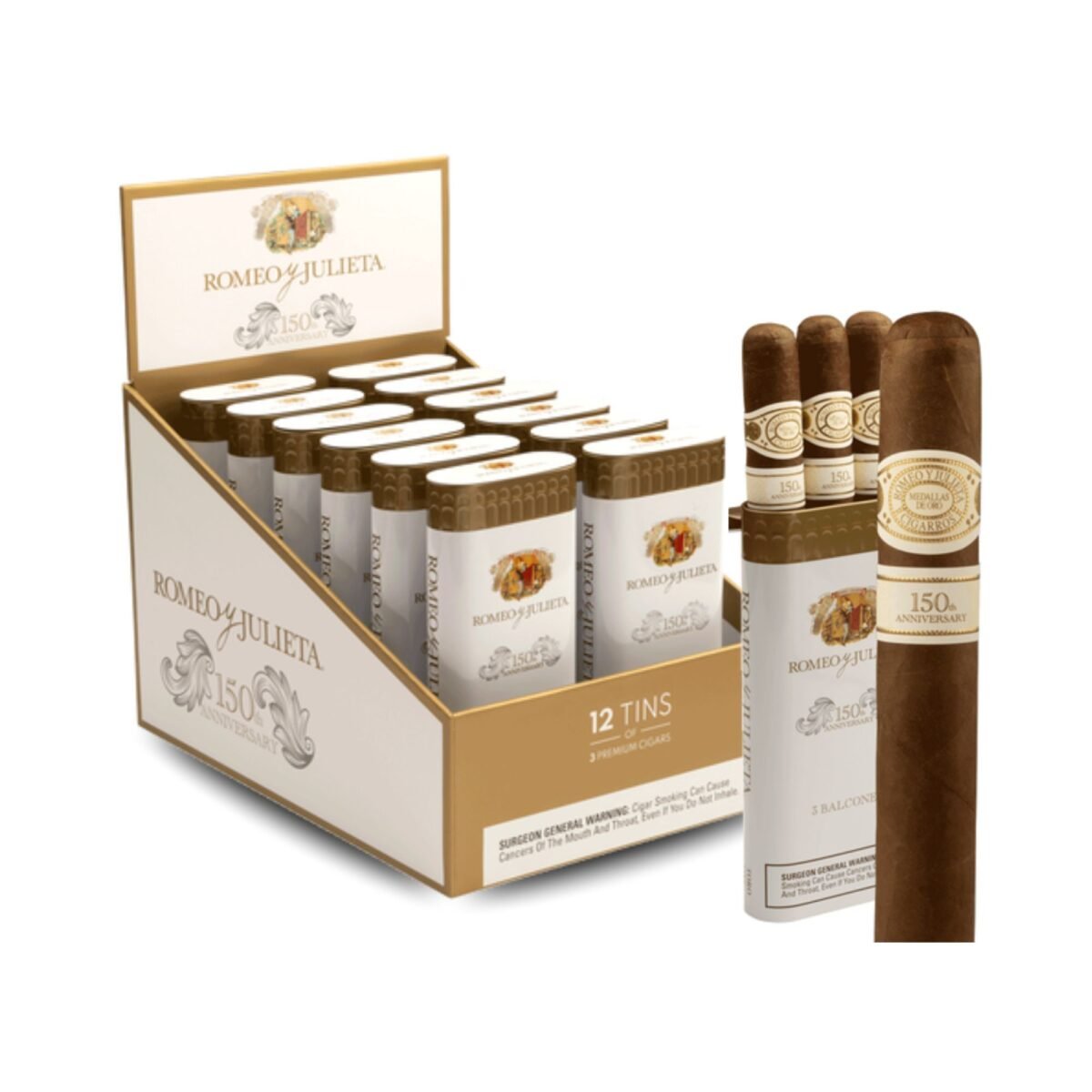 ROMEO Y JULIETA 150TH ANNIVERSARY 12 TINS OF 3 PAC OF 36