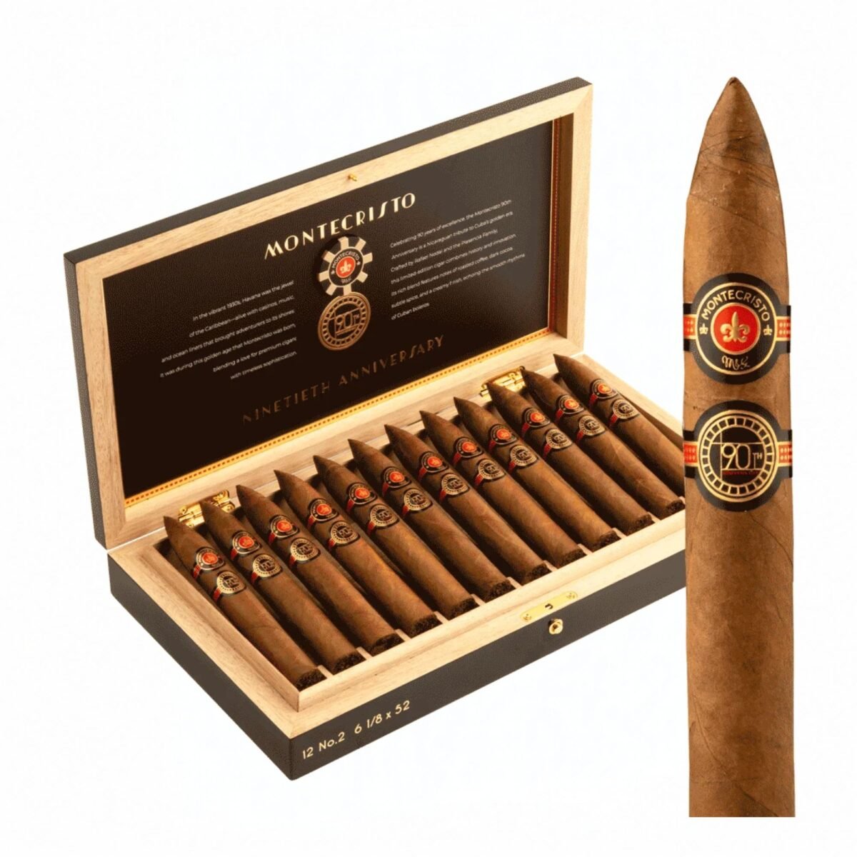 MONTICRISTO 90TH ANNIVERSARY NO.2 (52X6 1/8) BOX OF 12