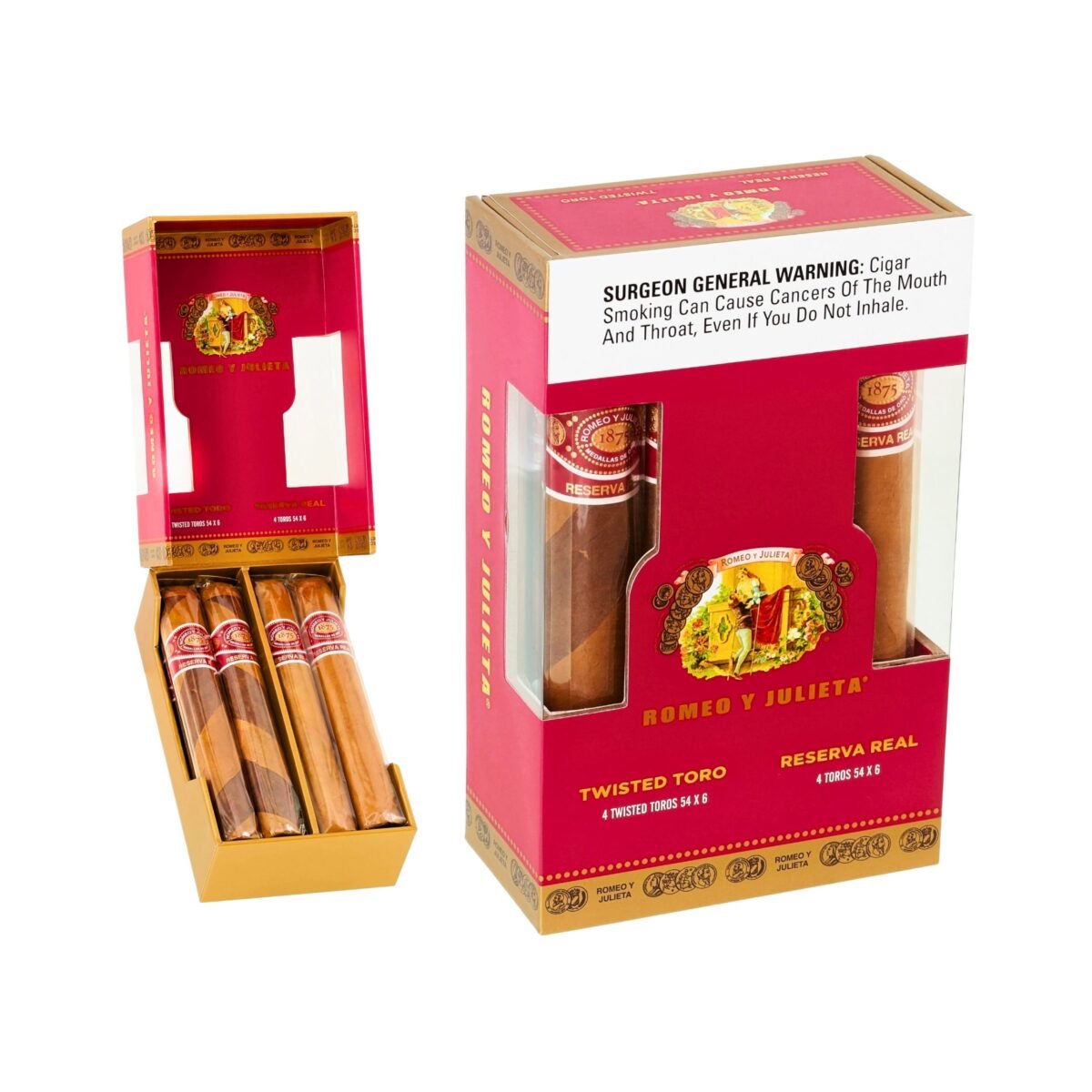 ROMEO Y JULIETA RESERVA REAL TWISTED TORO SAMPLER BOX OF 08