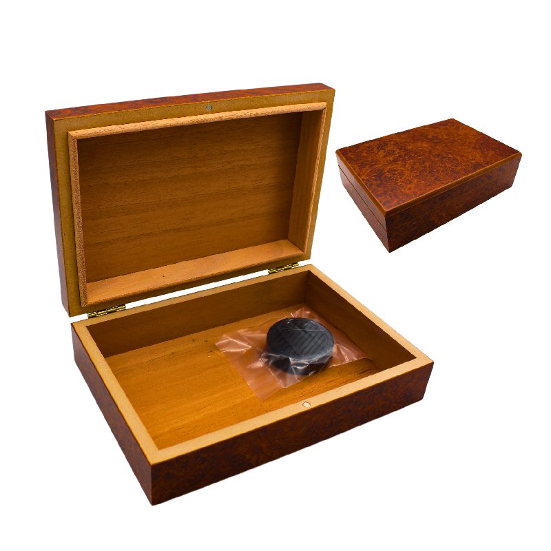 KINGSTAR BURL WOOD TRAVEL HUMIDOR WITH HUMIDIFIER BOX