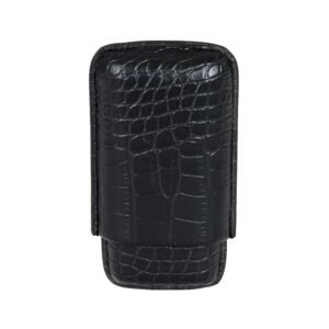 FUJIMA VEGAN LEATHER BLACK CIGAR CASE (HOLDS 3 CIGARS) (2476L)
