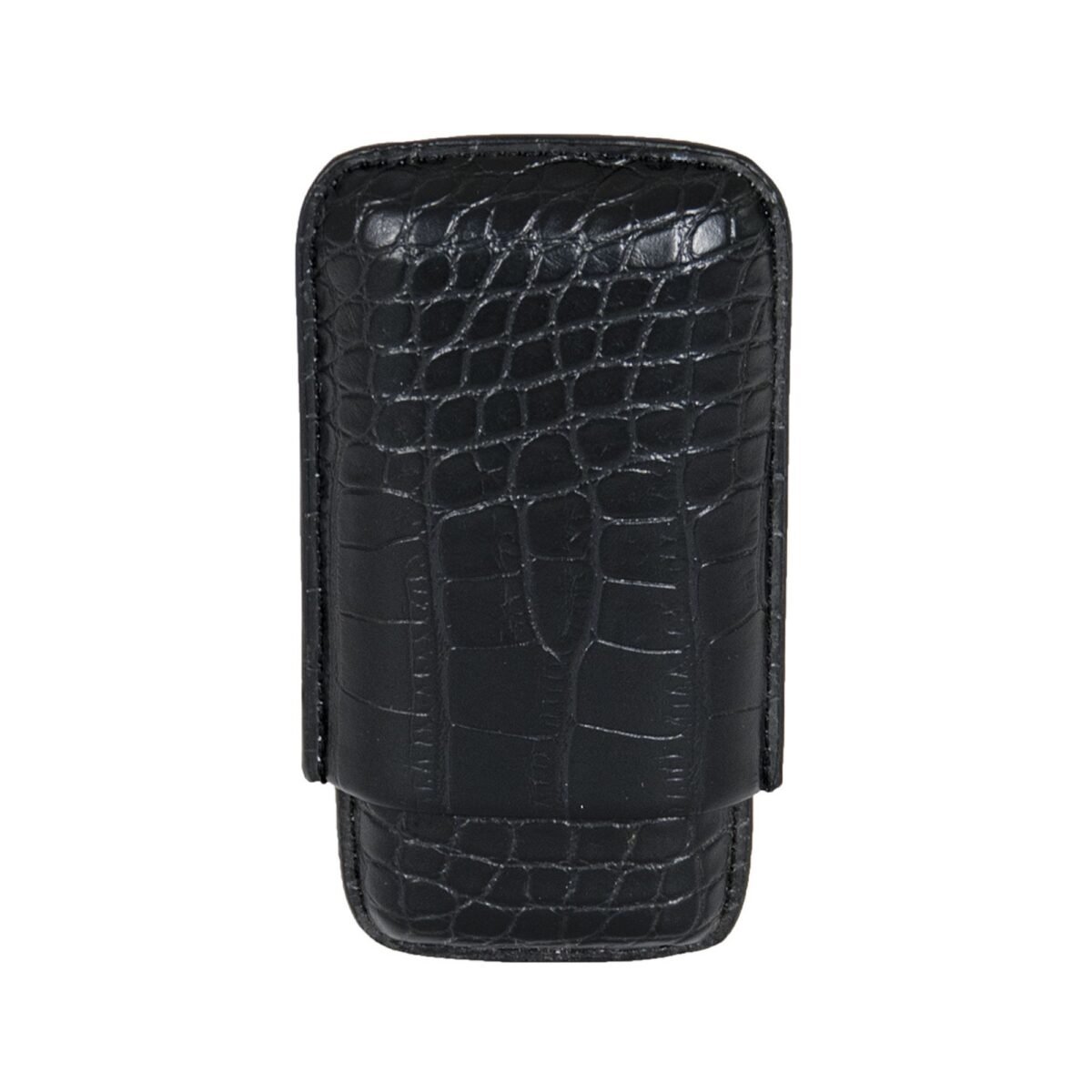FUJIMA VEGAN LEATHER BLACK CIGAR CASE (HOLDS 3 CIGARS) (2476L)