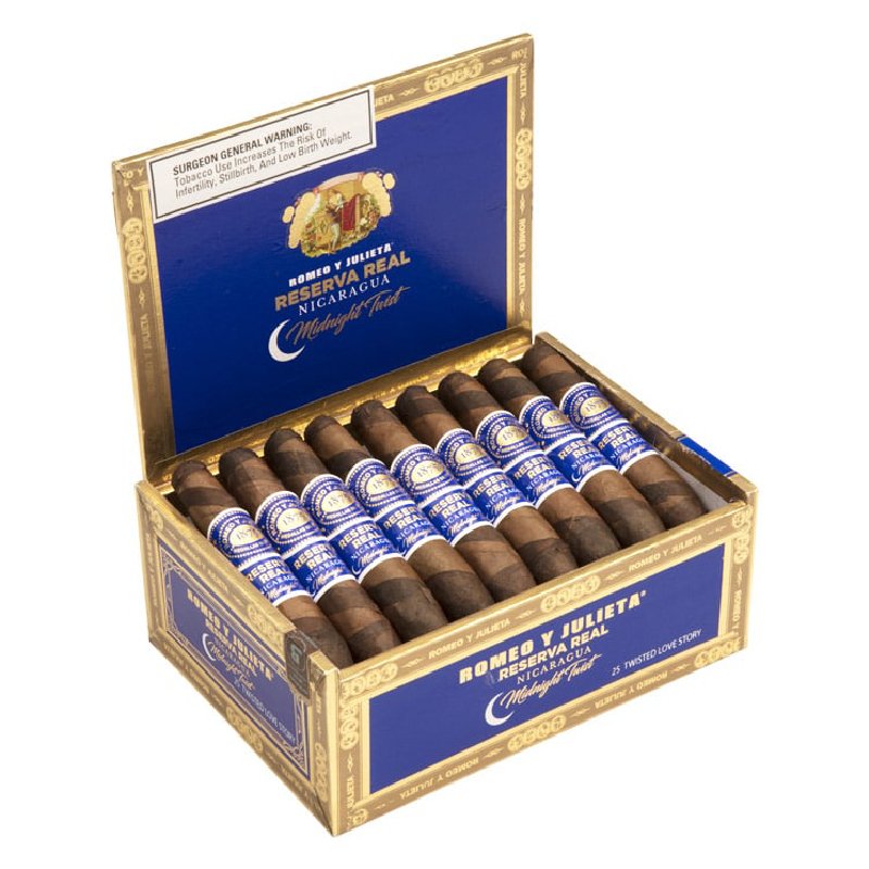 ROMEO Y JULIETA RESERVA REAL NICA MIDNIGHT TWIST TWISTED LOVE STORY BOX OF 25